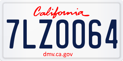CA license plate 7LZO064