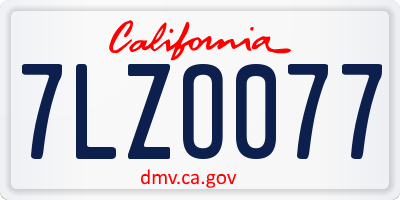 CA license plate 7LZO077