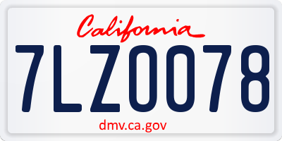 CA license plate 7LZO078
