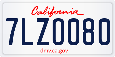 CA license plate 7LZO080
