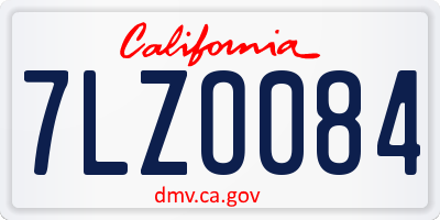 CA license plate 7LZO084