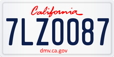 CA license plate 7LZO087