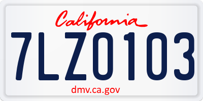 CA license plate 7LZO103
