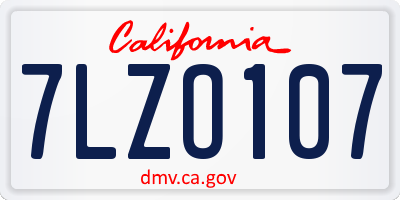 CA license plate 7LZO107