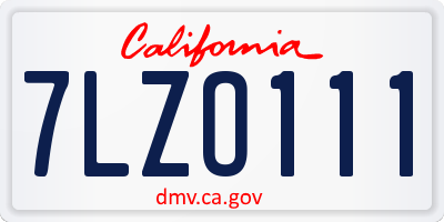 CA license plate 7LZO111