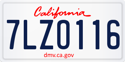 CA license plate 7LZO116