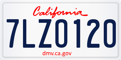 CA license plate 7LZO120