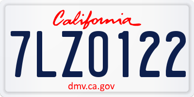 CA license plate 7LZO122