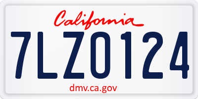 CA license plate 7LZO124