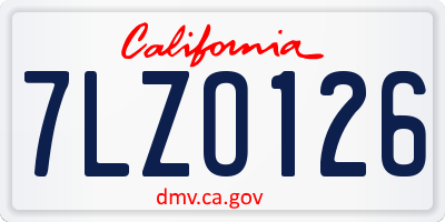 CA license plate 7LZO126