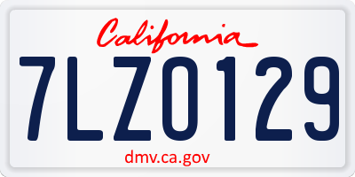 CA license plate 7LZO129