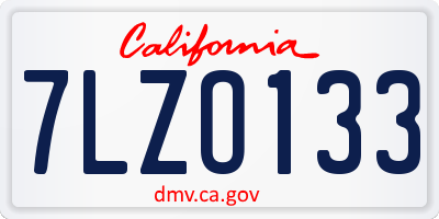 CA license plate 7LZO133
