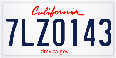 CA license plate 7LZO143