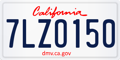 CA license plate 7LZO150
