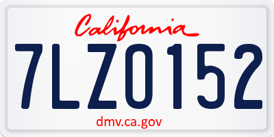 CA license plate 7LZO152