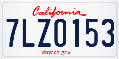 CA license plate 7LZO153