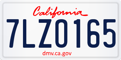 CA license plate 7LZO165