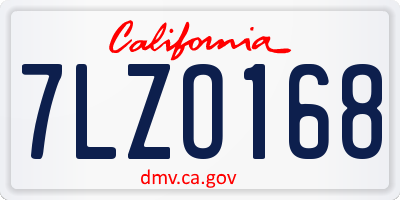 CA license plate 7LZO168