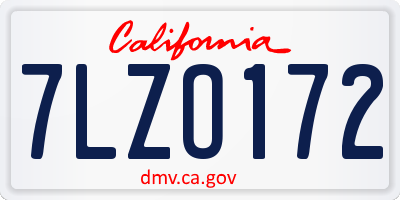 CA license plate 7LZO172