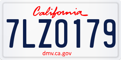 CA license plate 7LZO179