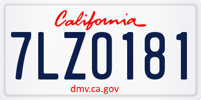 CA license plate 7LZO181