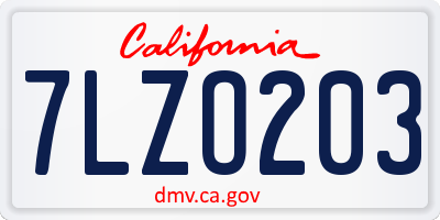 CA license plate 7LZO203