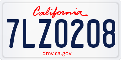 CA license plate 7LZO208