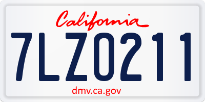 CA license plate 7LZO211