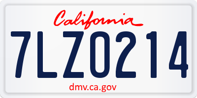 CA license plate 7LZO214