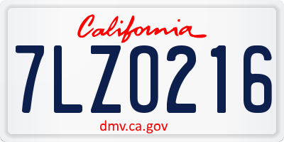 CA license plate 7LZO216
