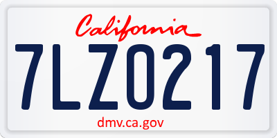 CA license plate 7LZO217