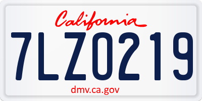 CA license plate 7LZO219