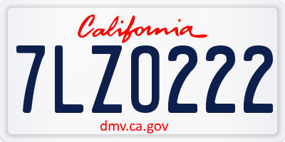 CA license plate 7LZO222