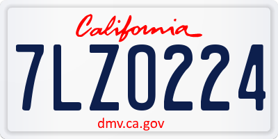 CA license plate 7LZO224