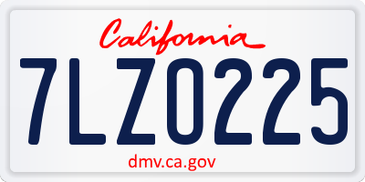 CA license plate 7LZO225