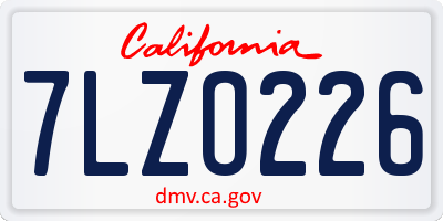 CA license plate 7LZO226