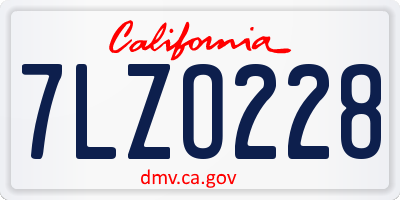 CA license plate 7LZO228