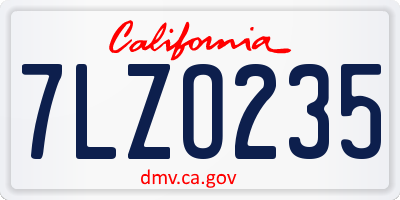 CA license plate 7LZO235