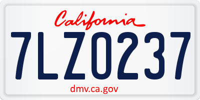 CA license plate 7LZO237