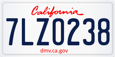 CA license plate 7LZO238