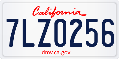 CA license plate 7LZO256