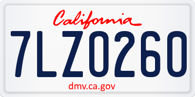 CA license plate 7LZO260