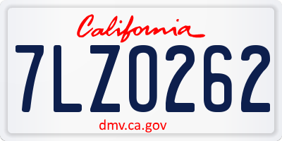 CA license plate 7LZO262