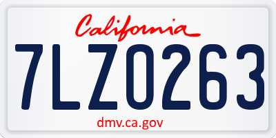 CA license plate 7LZO263
