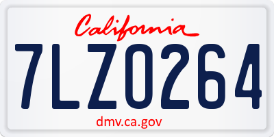 CA license plate 7LZO264