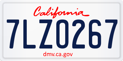 CA license plate 7LZO267