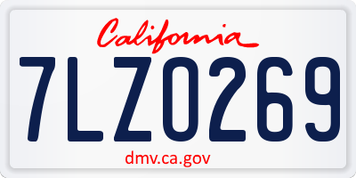 CA license plate 7LZO269