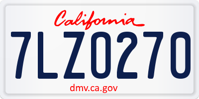 CA license plate 7LZO270