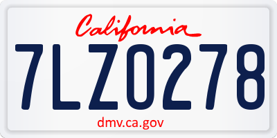 CA license plate 7LZO278