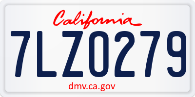 CA license plate 7LZO279